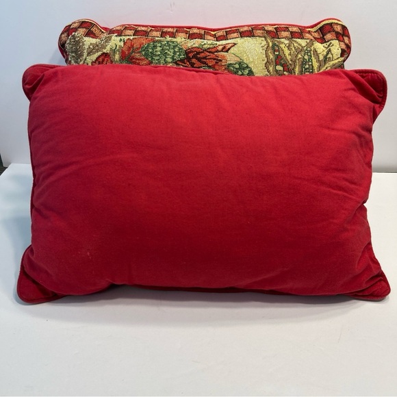 Set Of 2 Fall Autumn Thanksgiving Tapestry Throw Accent Pillows Pumpkins - Picture 6 of 9